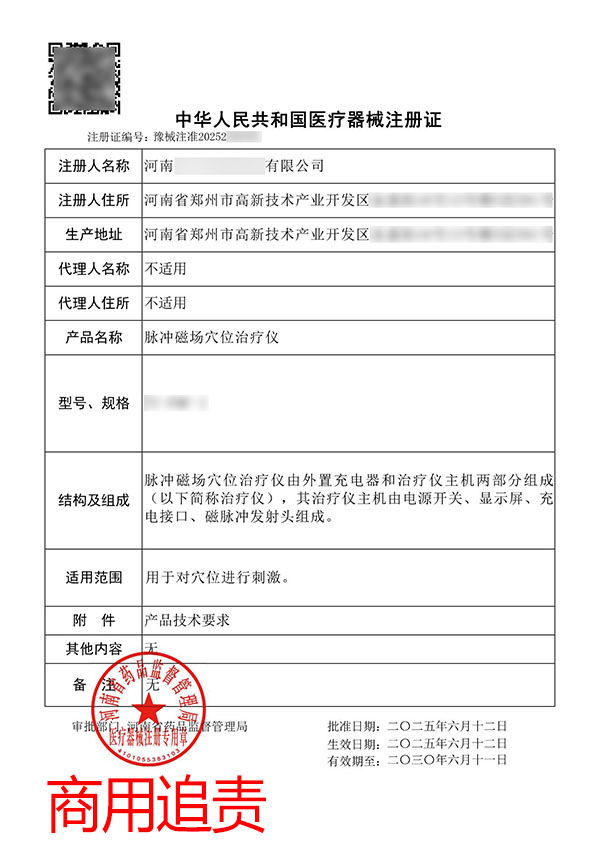 脈沖磁場穴位治療儀同品種比對產品注冊案例(圖2)